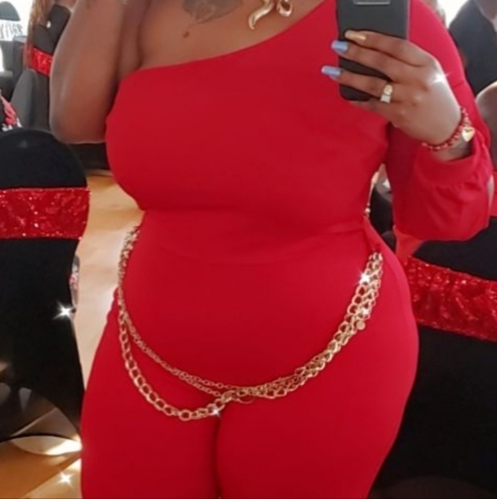 Red Women's High-Waist Jumpsuit